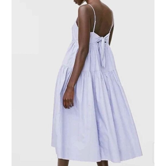 J. Crew Dresses & Skirts - J Crew NWT Tie Back Tiered Cotton Poplin Dress in Blue Size 12